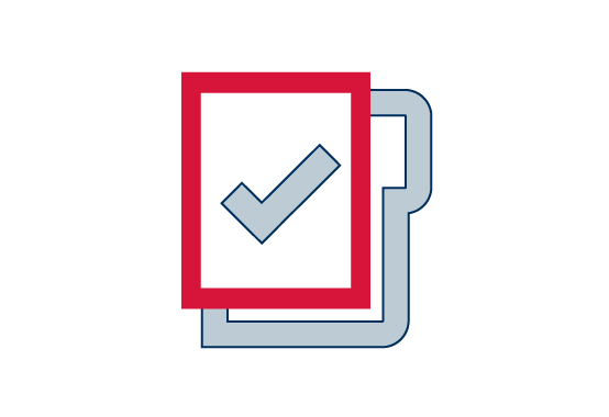 A file icon with a red border and a tick 