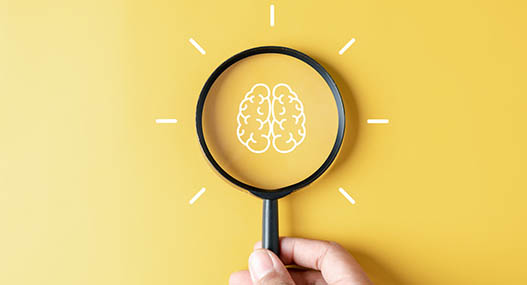 Magnifier with brainstorm inside to smart, idea, creative, education, intelligence concept