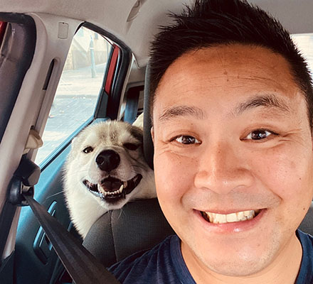 Kai Chi and dog