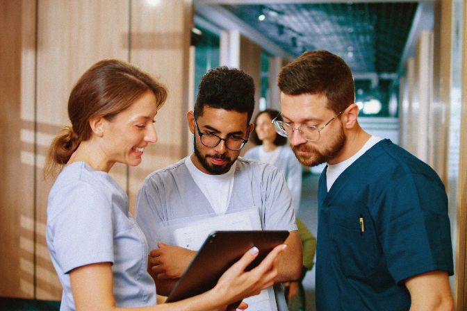 Group of healthcare professionals supporting each other 